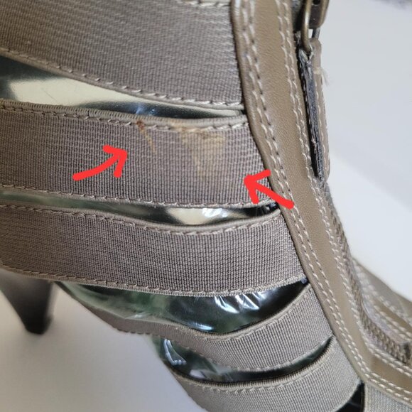 Inc International Cage-style High Heeled Sandals Open-Toe Olive/Neutral Size 7.5 - Picture 10 of 10